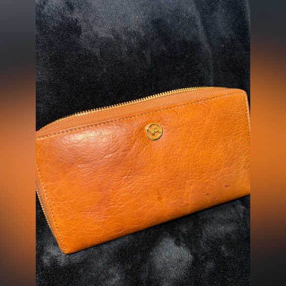 Valentina Tan Leather Wallet with Gold Zipper - Picture 11 of 13